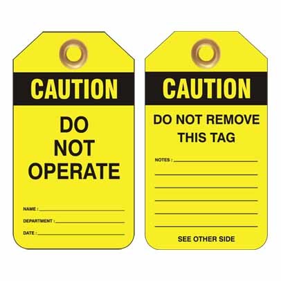 Lockout Tag Caution Do Not Operate